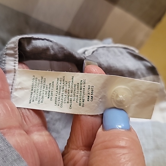 Perry Ellis Xl Gray Plaid Linen  Shirt - Picture 4 of 6